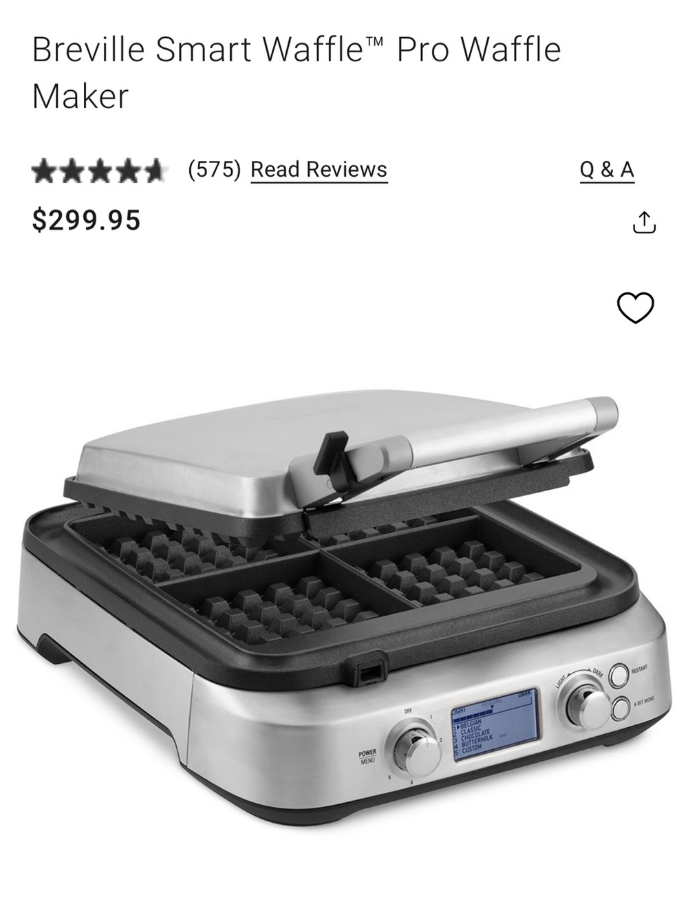 Breville waffle maker